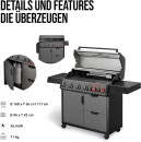 Gasgrill Enders Hyde 6 SIKR Turbo II 800 °C Zone, Infrarot Backburner und Seitenkocher